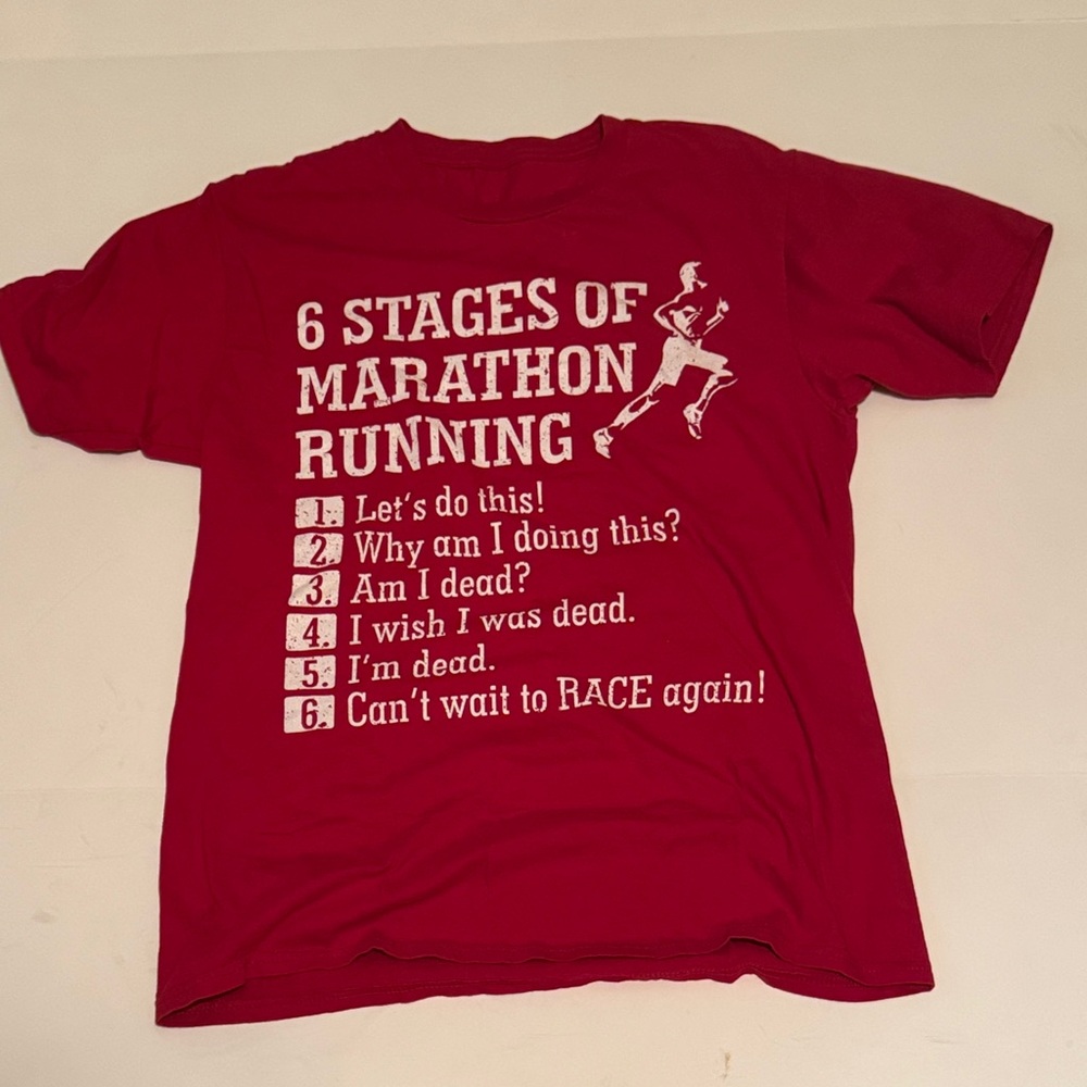 Red Marathon Running Graphic Tee - Unbranded size small to medium